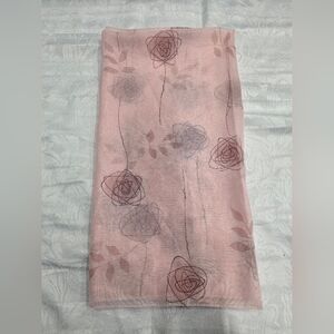 Pink Floral 100% Poylester Scarf | Made In Italy